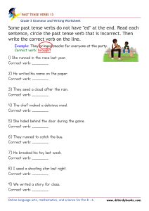 Grade 3 grammar worksheet focusing on past tense verbs, where students correct incorrect verb forms to enhance their language skills.