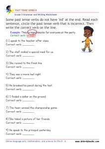 Grade 3 grammar worksheet focusing on past tense verbs, where students correct incorrect verb forms to enhance their language skills.