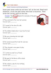 Grade 3 grammar worksheet focusing on past tense verbs, where students correct incorrect verb forms to enhance their language skills.