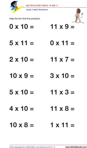 Grade 3 math worksheet focusing on multiplication tables from 1 to 12, designed to enhance students' math skills through engaging practice exercises.