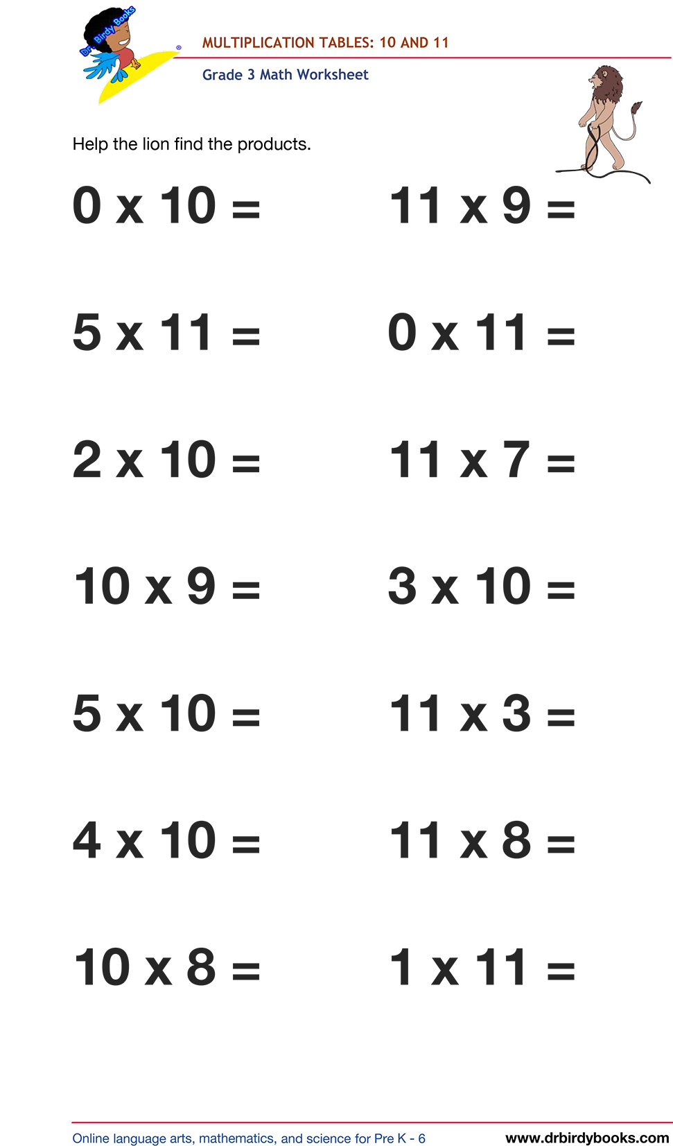 Grade 3 math worksheet focusing on multiplication tables from 1 to 12, designed to enhance students' math skills through engaging practice exercises.