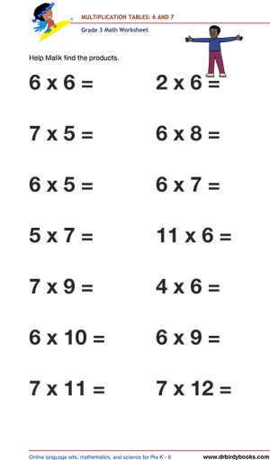 Grade 3 math worksheet focusing on multiplication tables from 1 to 12, designed to enhance students' math skills through engaging practice exercises.