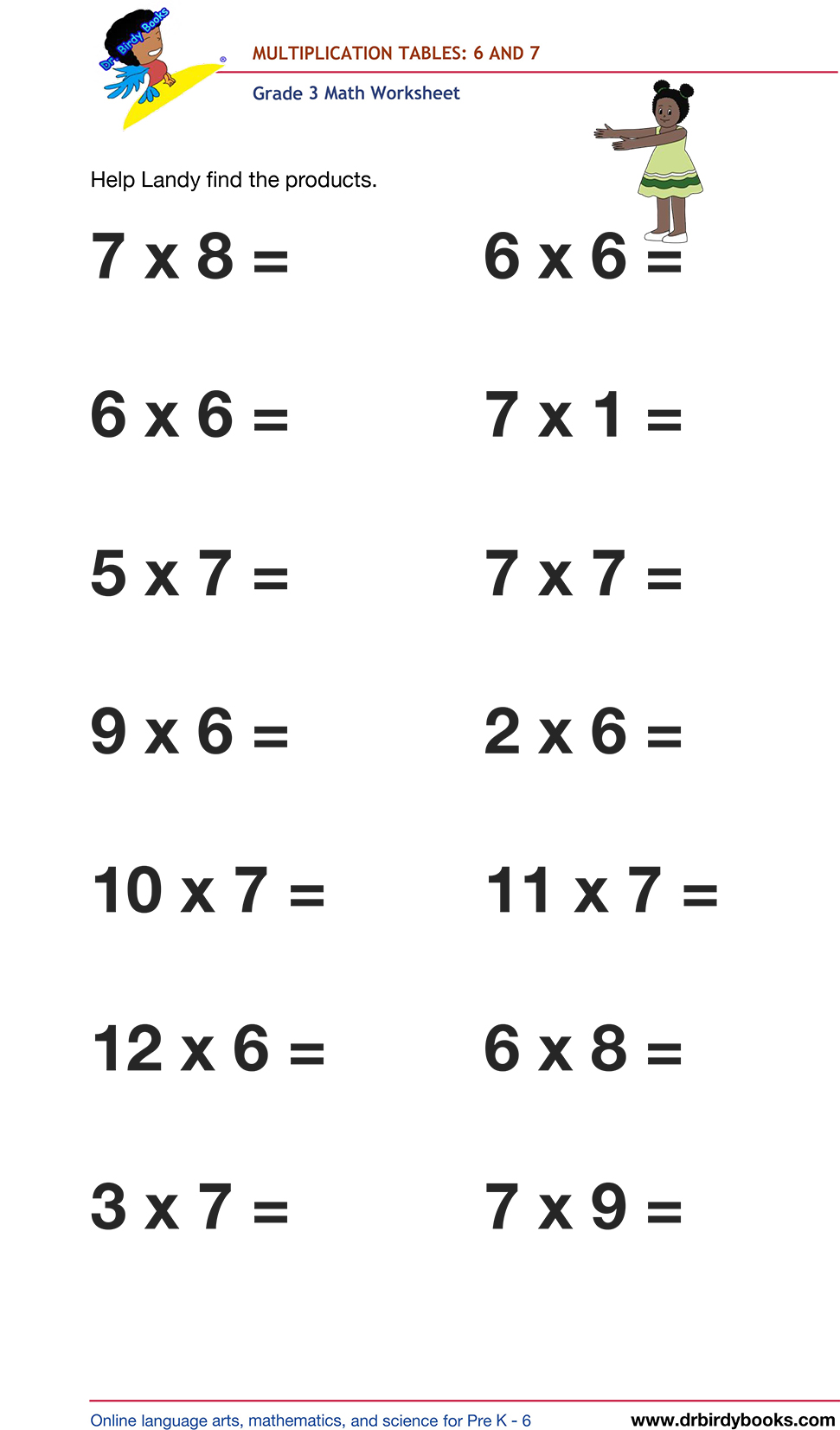 Grade 3 math worksheet focusing on multiplication tables from 1 to 12, designed to enhance students' math skills through engaging practice exercises.