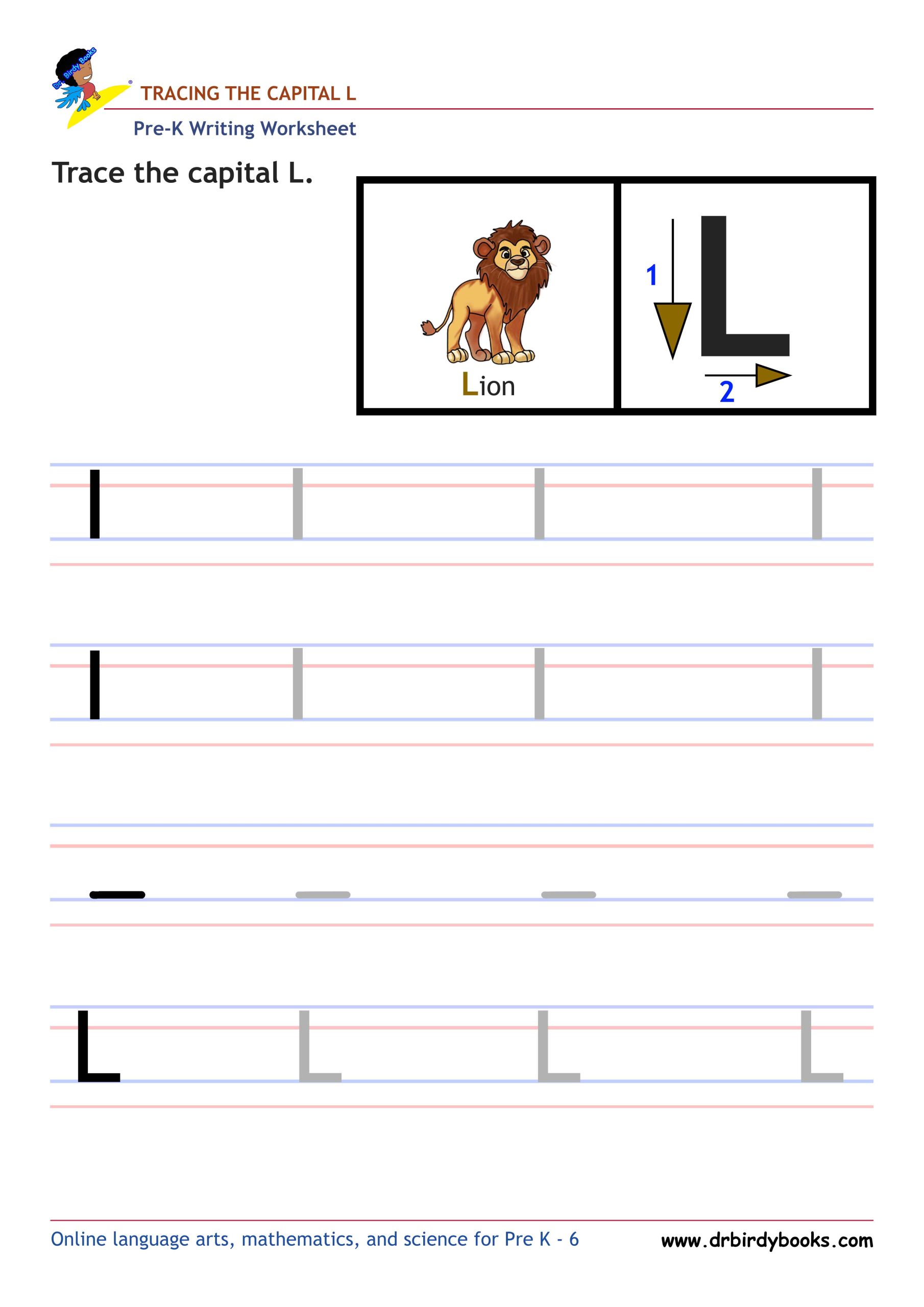 Pre K Writing ABCs Worksheet showing letter strokes and complete letters.