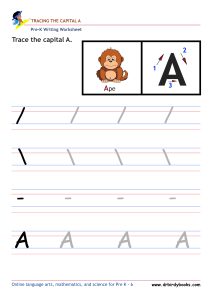 Pre K Writing ABCs Worksheet showing letter strokes and complete letters.