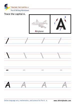 Pre K Writing ABCs Worksheet showing letter strokes and complete letters.