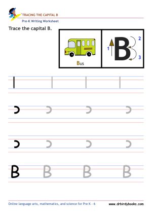 Pre K Writing ABCs Worksheet showing letter strokes and complete letters.
