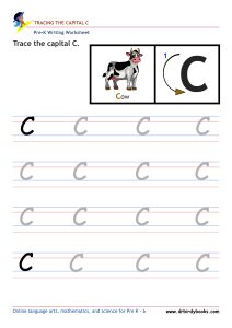 Pre K Writing ABCs Worksheet showing letter strokes and complete letters.