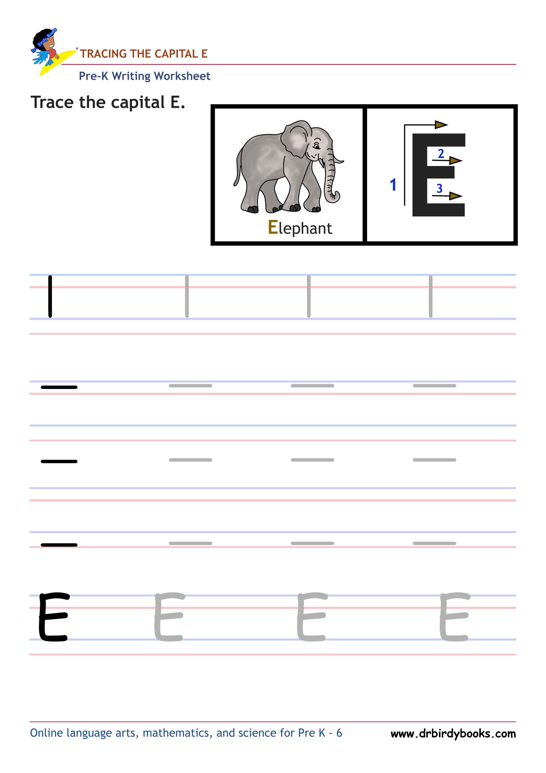Pre K Writing ABCs Worksheet showing letter strokes and complete letters.