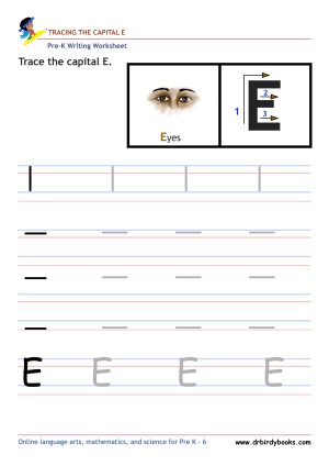 Pre K Writing ABCs Worksheet showing letter strokes and complete letters.