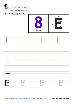 Pre K Writing ABCs Worksheet showing letter strokes and complete letters.