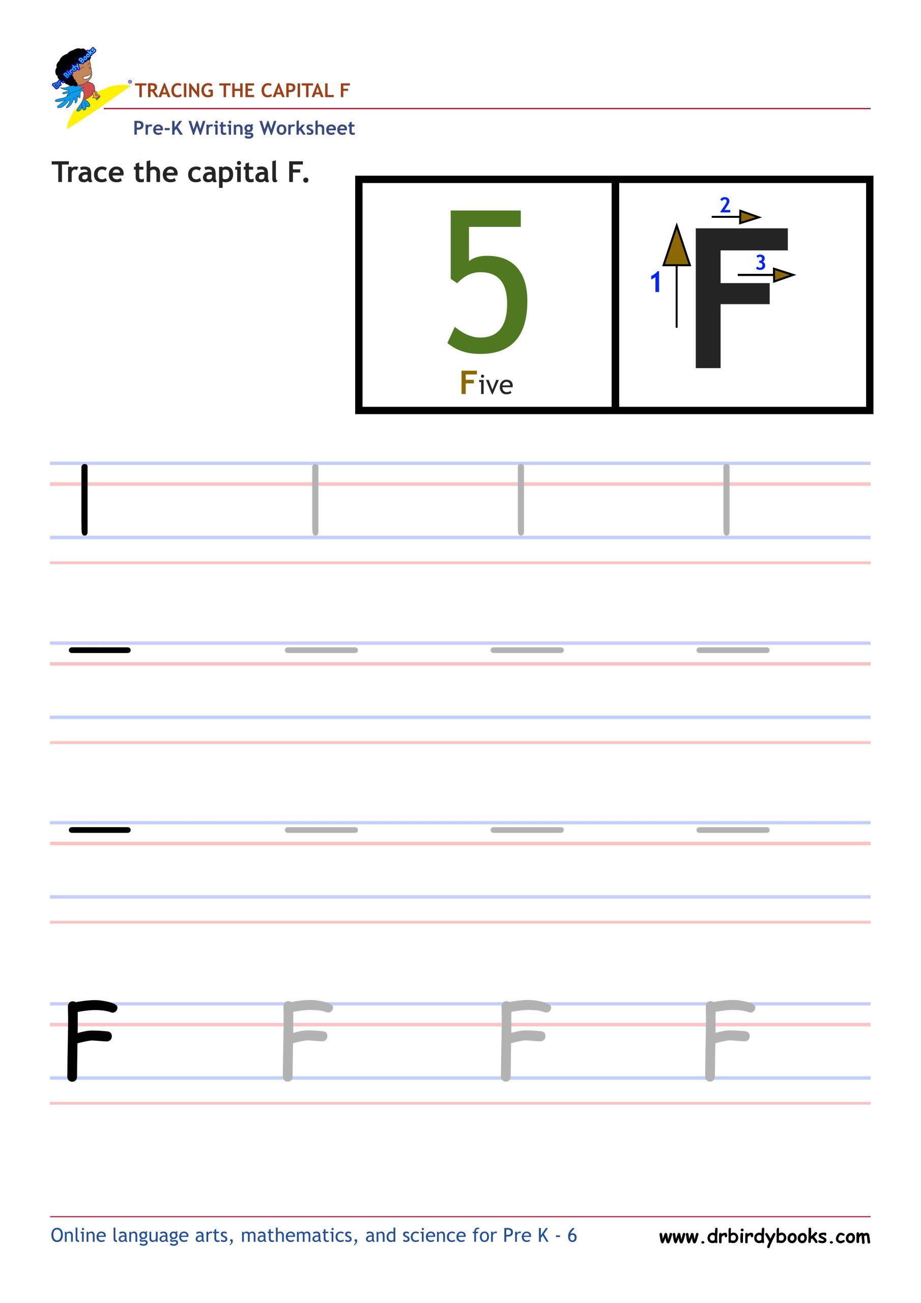 Pre K Writing ABCs Worksheet showing letter strokes and complete letters.