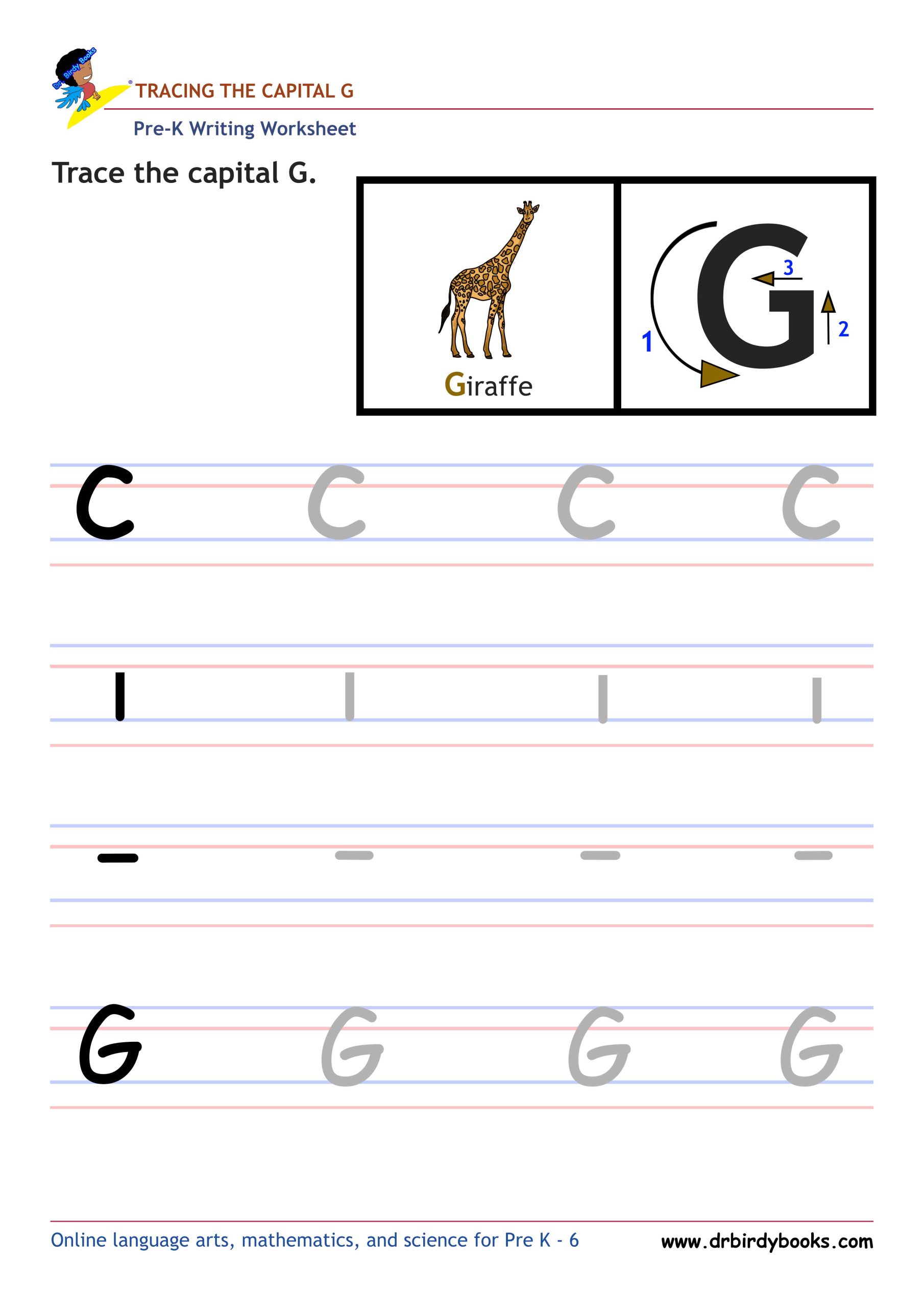 Pre K Writing ABCs Worksheet showing letter strokes and complete letters.