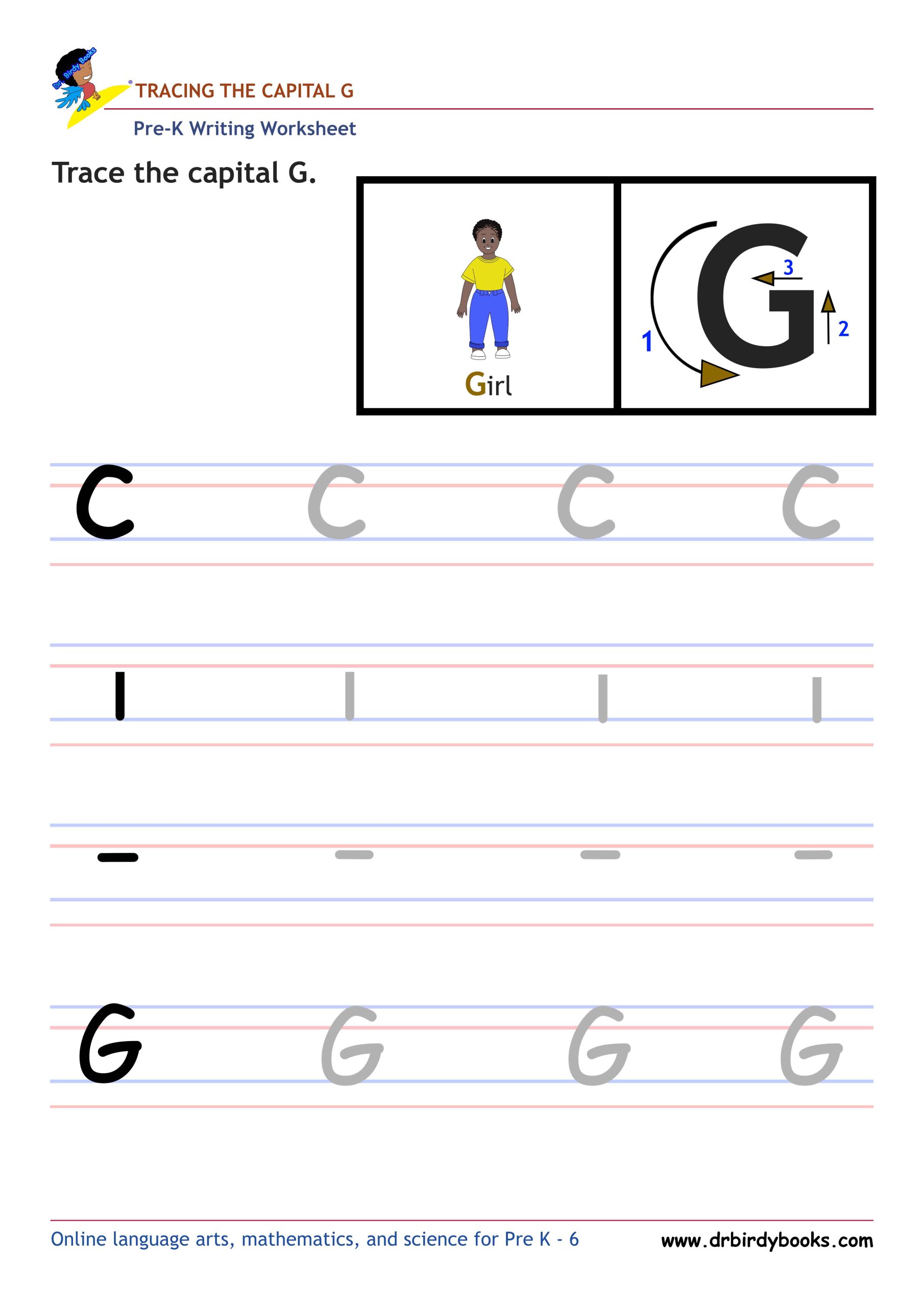 Pre K Writing ABCs Worksheet showing letter strokes and complete letters.