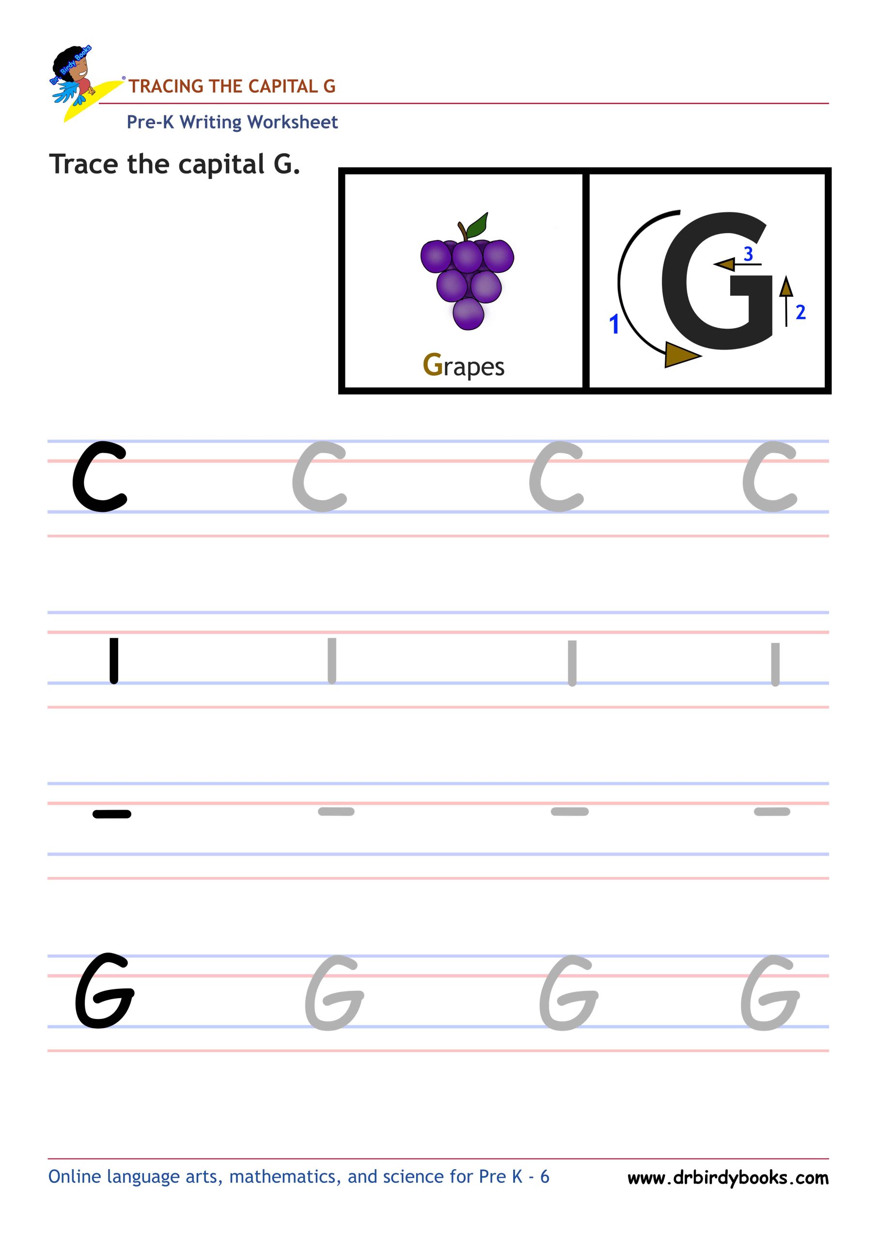 Pre K Writing ABCs Worksheet showing letter strokes and complete letters.