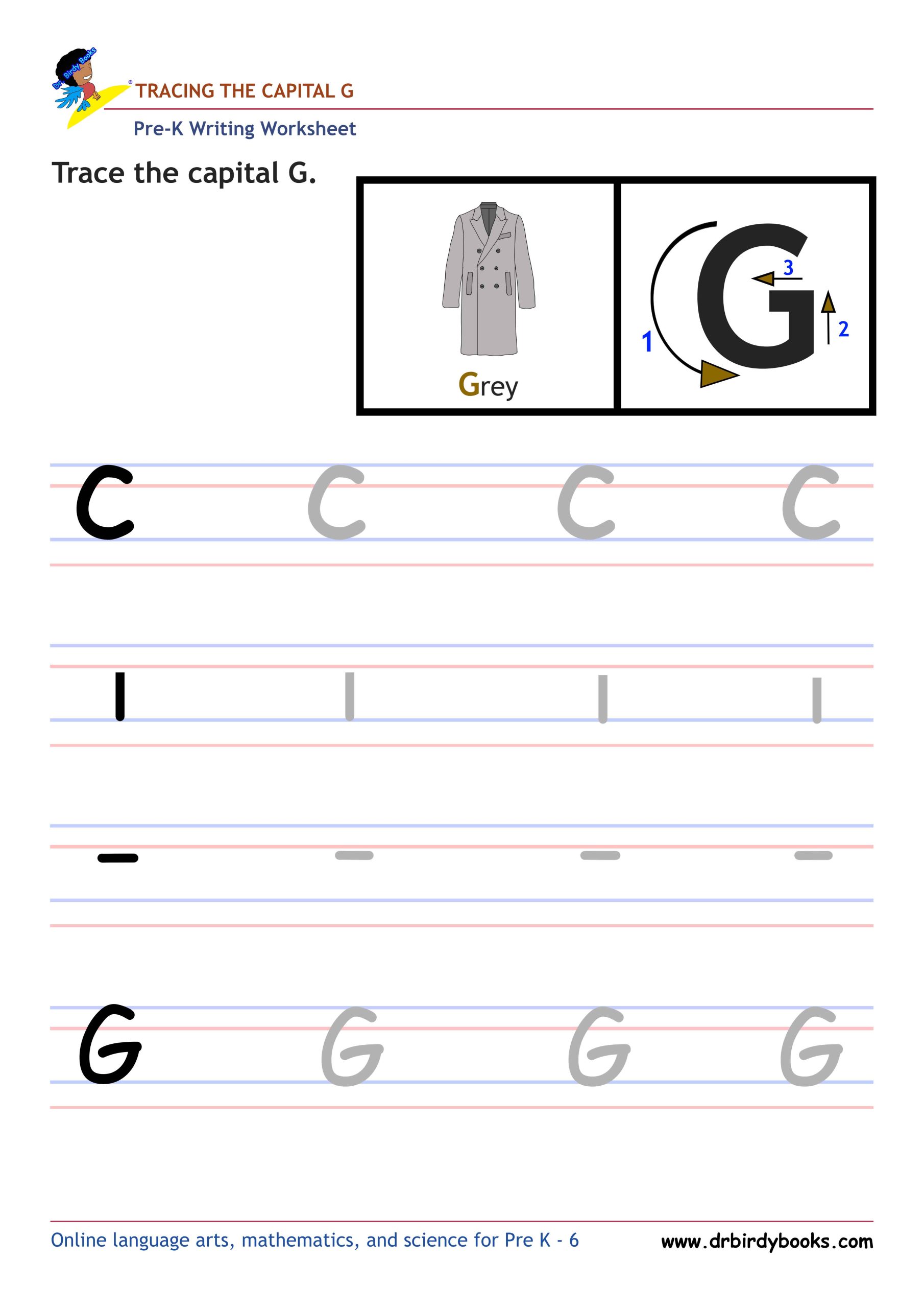 Pre K Writing ABCs Worksheet showing letter strokes and complete letters.