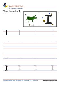 Pre K Writing ABCs Worksheet showing letter strokes and complete letters.