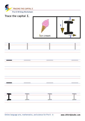 Pre K Writing ABCs Worksheet showing letter strokes and complete letters.