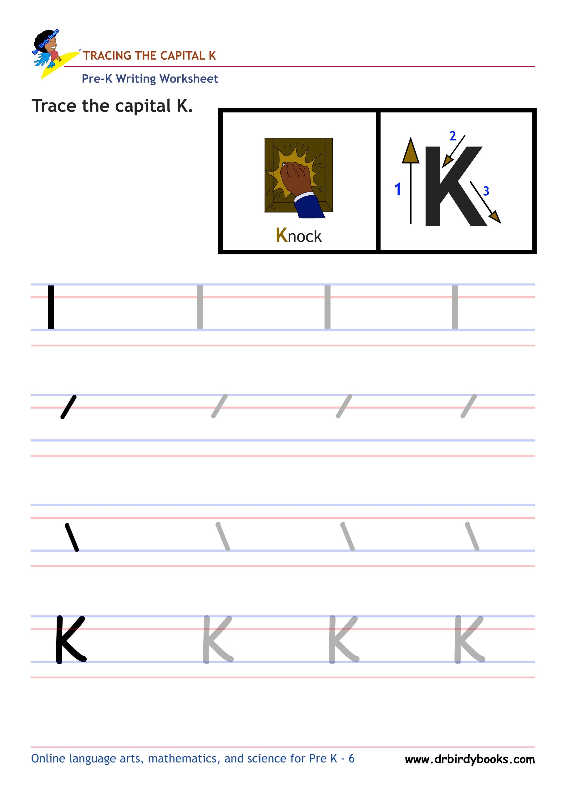 Pre K Writing ABCs Worksheet showing letter strokes and complete letters.
