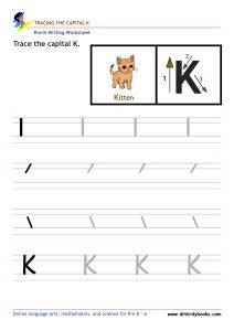 Pre K Writing ABCs Worksheet showing letter strokes and complete letters.