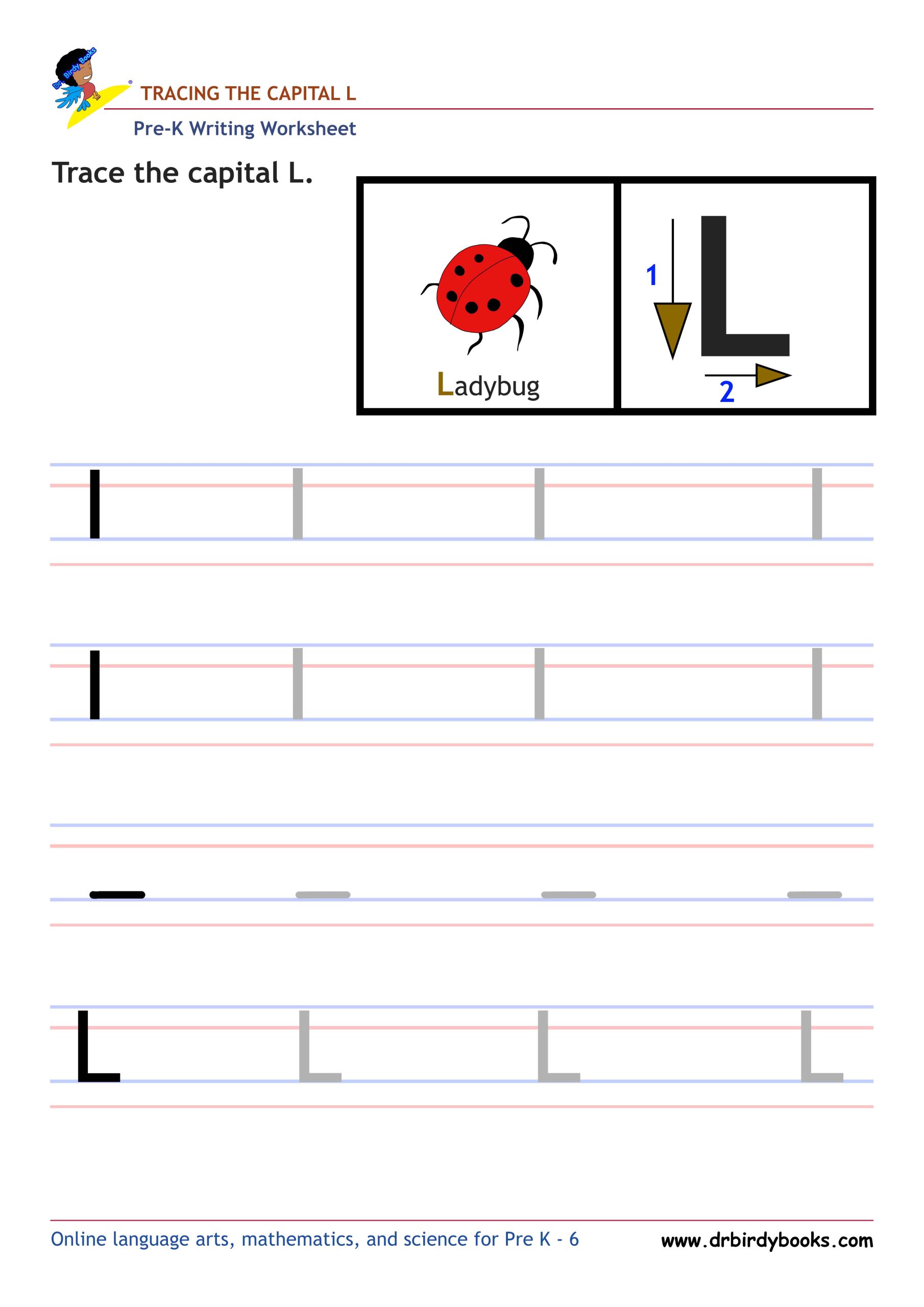 Pre K Writing ABCs Worksheet showing letter strokes and complete letters.