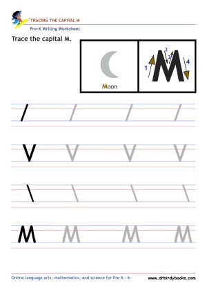 Pre K Writing ABCs Worksheet showing letter strokes and complete letters.