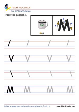 Pre K Writing ABCs Worksheet showing letter strokes and complete letters.