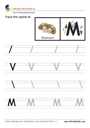 Pre K Writing ABCs Worksheet showing letter strokes and complete letters.