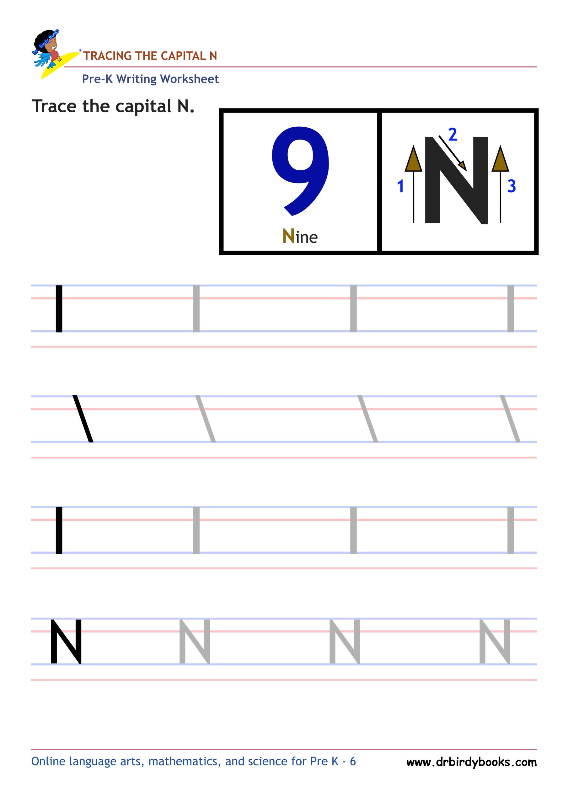Pre K Writing ABCs Worksheet showing letter strokes and complete letters.
