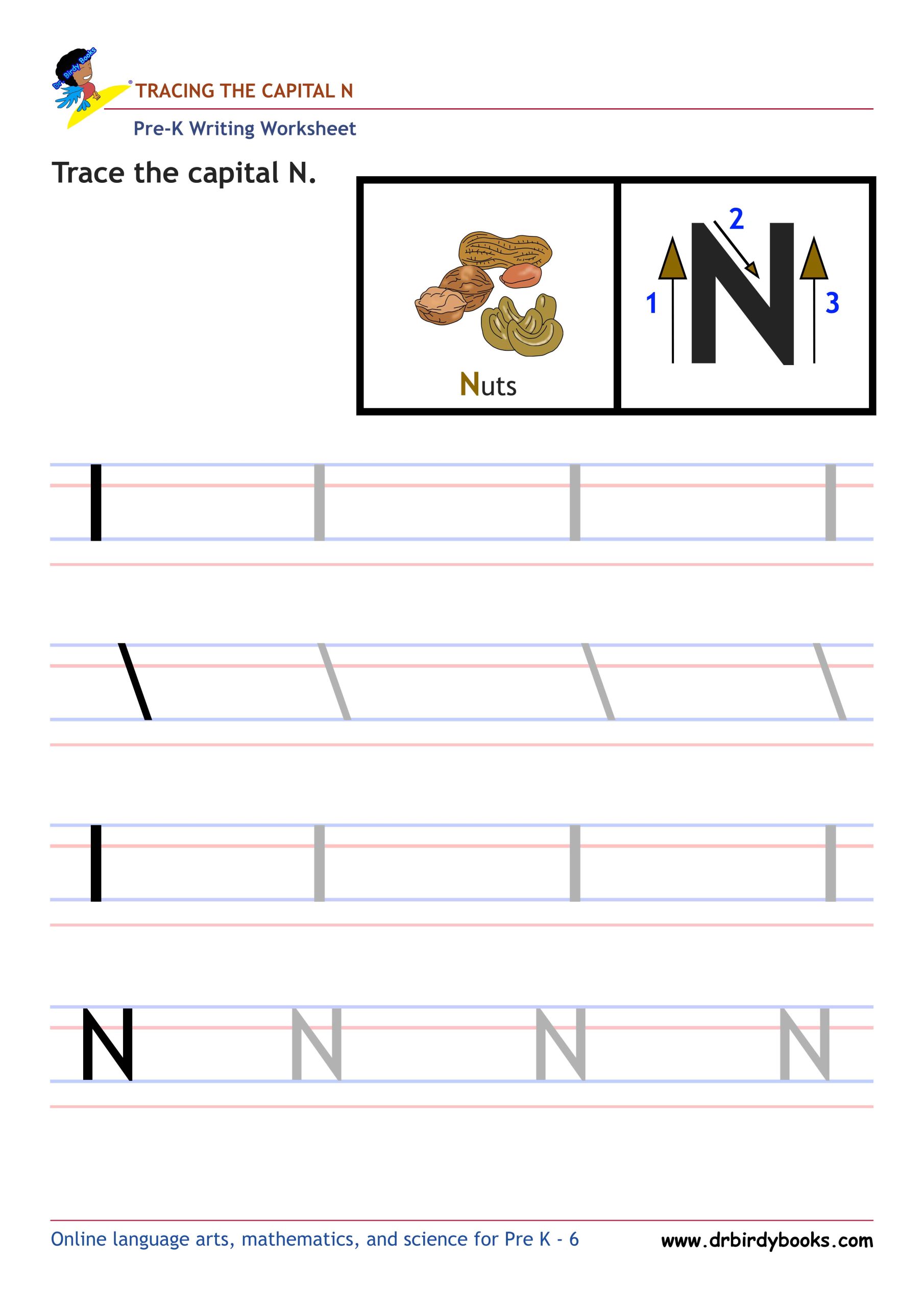 Pre K Writing ABCs Worksheet showing letter strokes and complete letters.