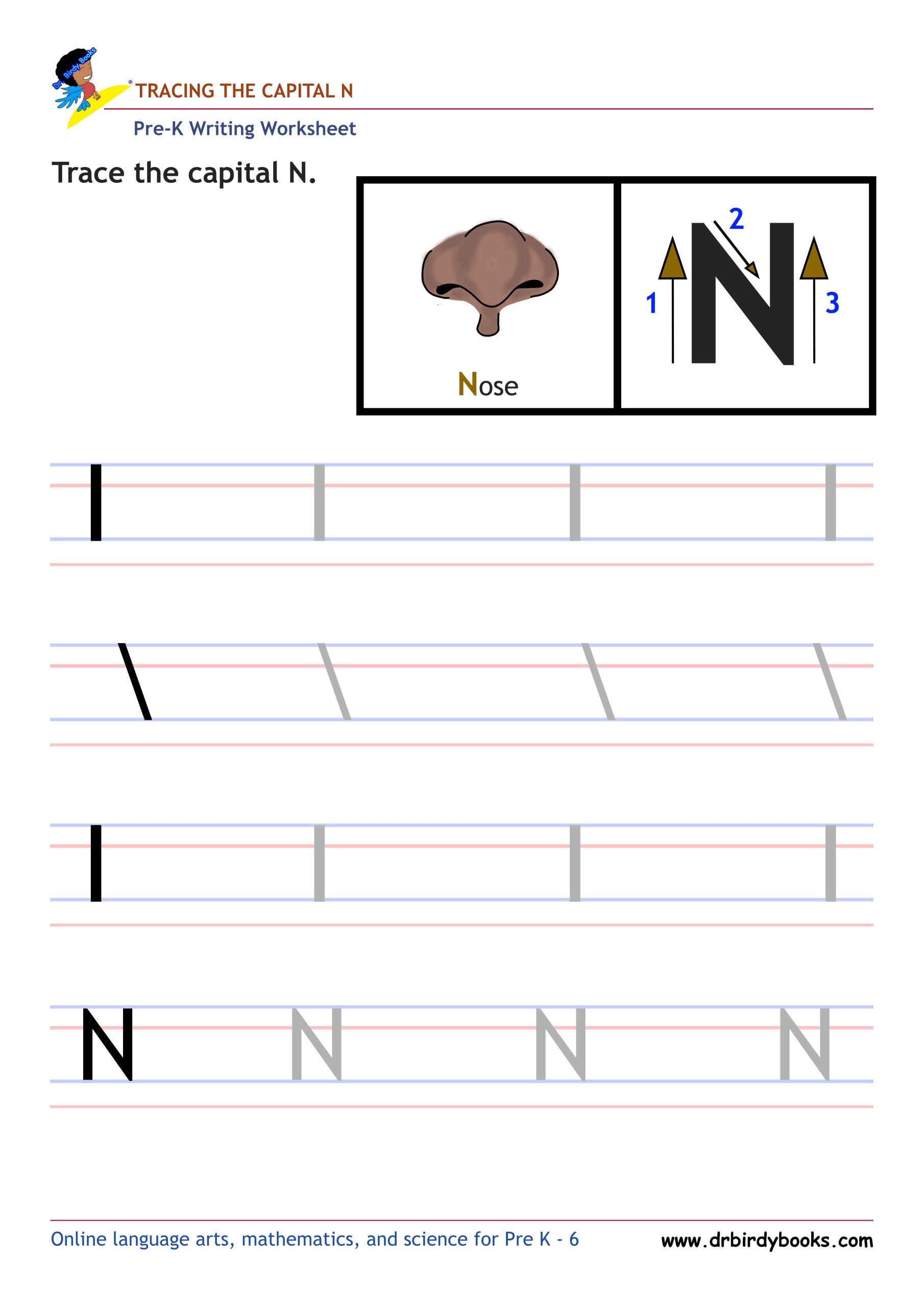 Pre K Writing ABCs Worksheet showing letter strokes and complete letters.