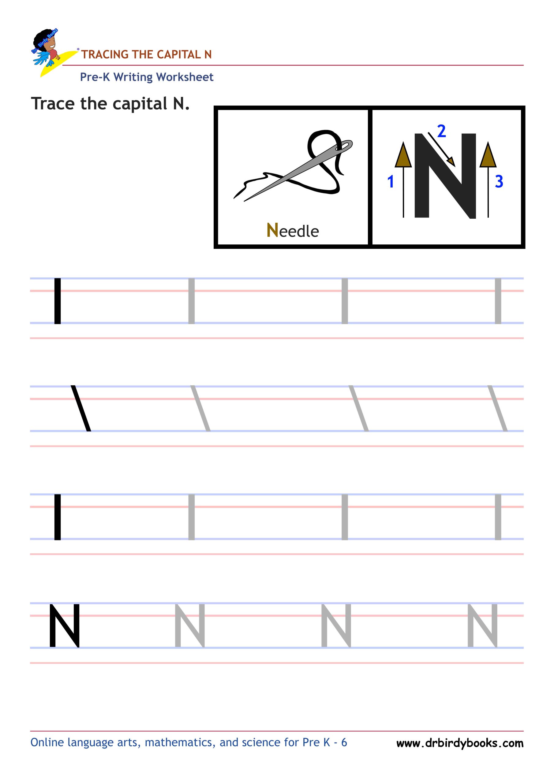 Pre K Writing ABCs Worksheet showing letter strokes and complete letters.
