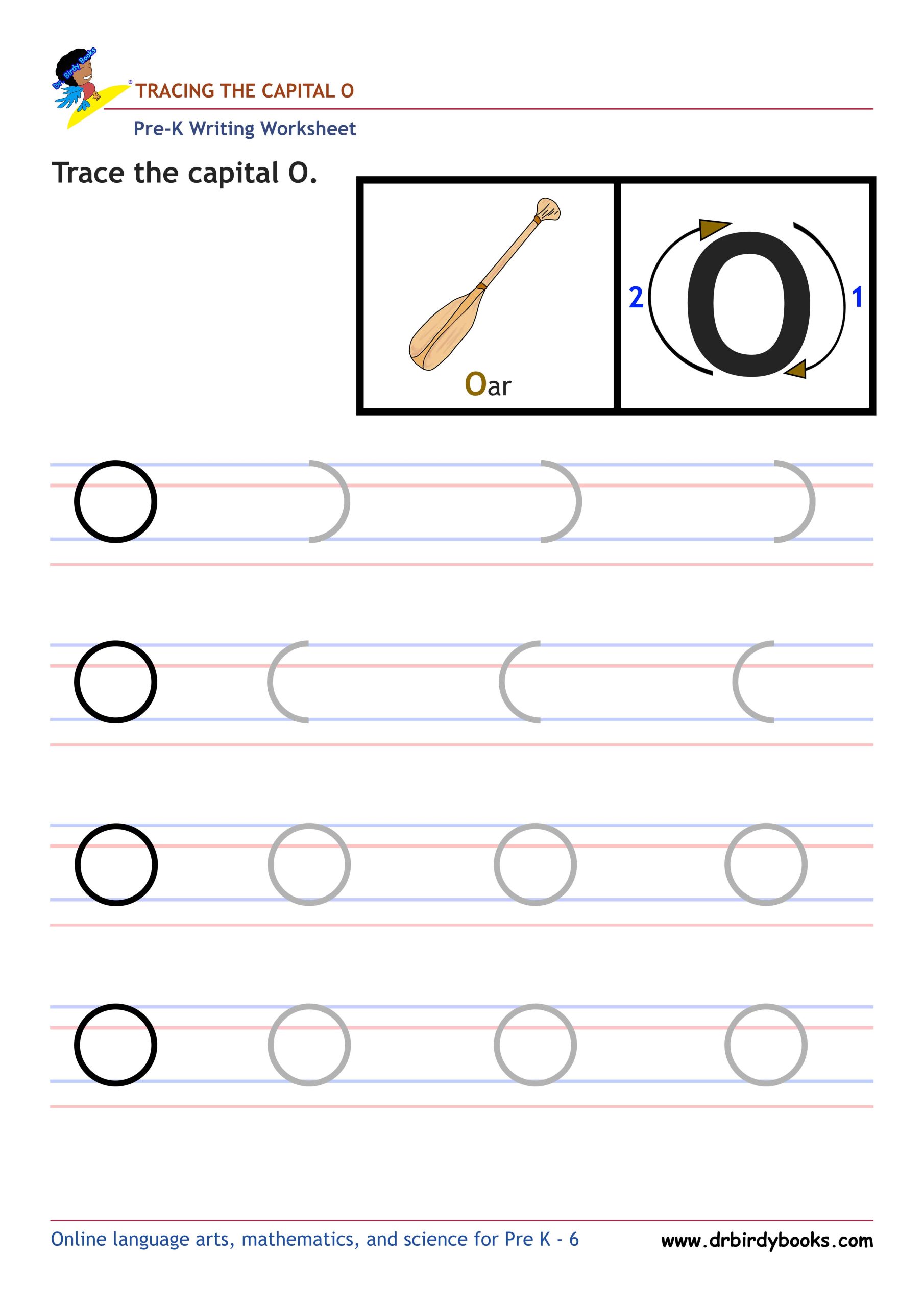Pre K Writing ABCs Worksheet showing letter strokes and complete letters.
