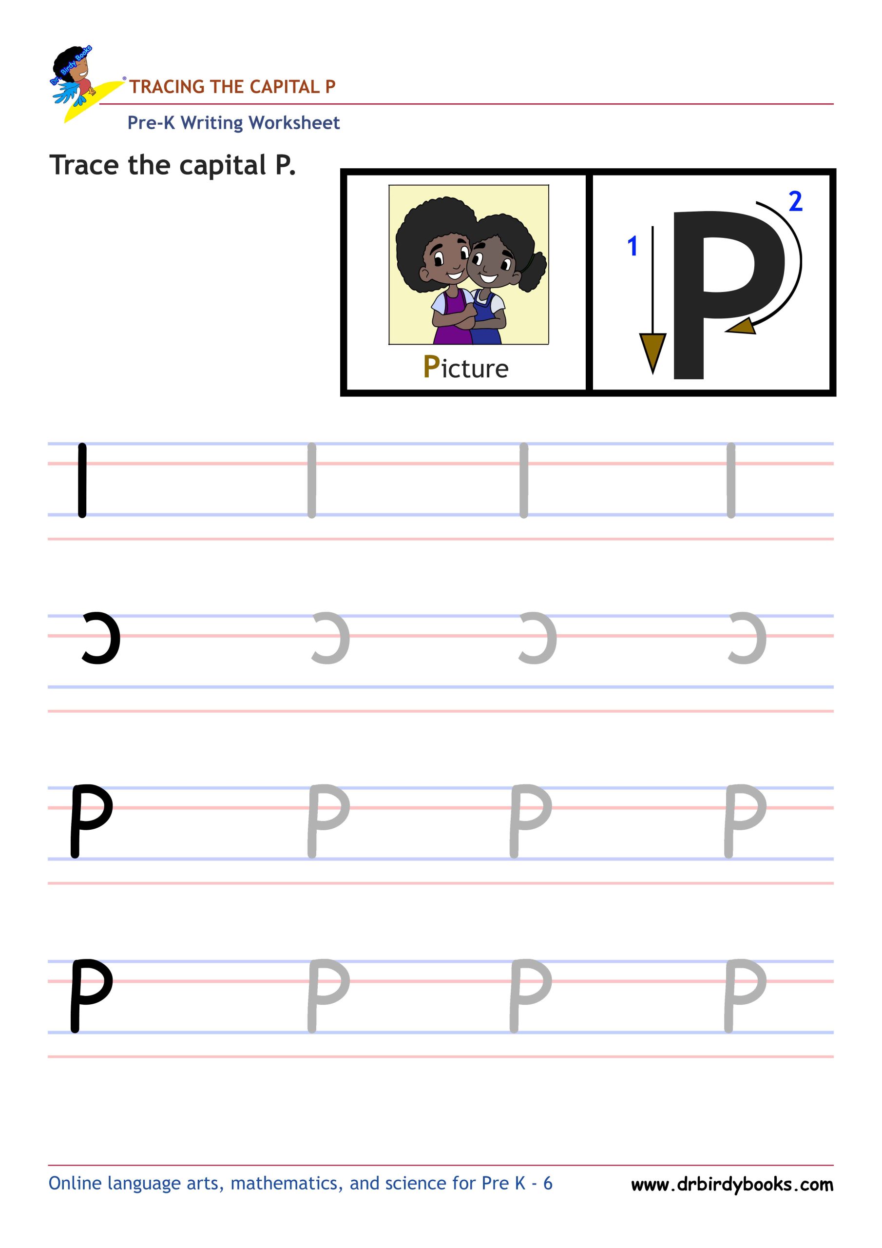 Pre K Writing ABCs Worksheet showing letter strokes and complete letters.