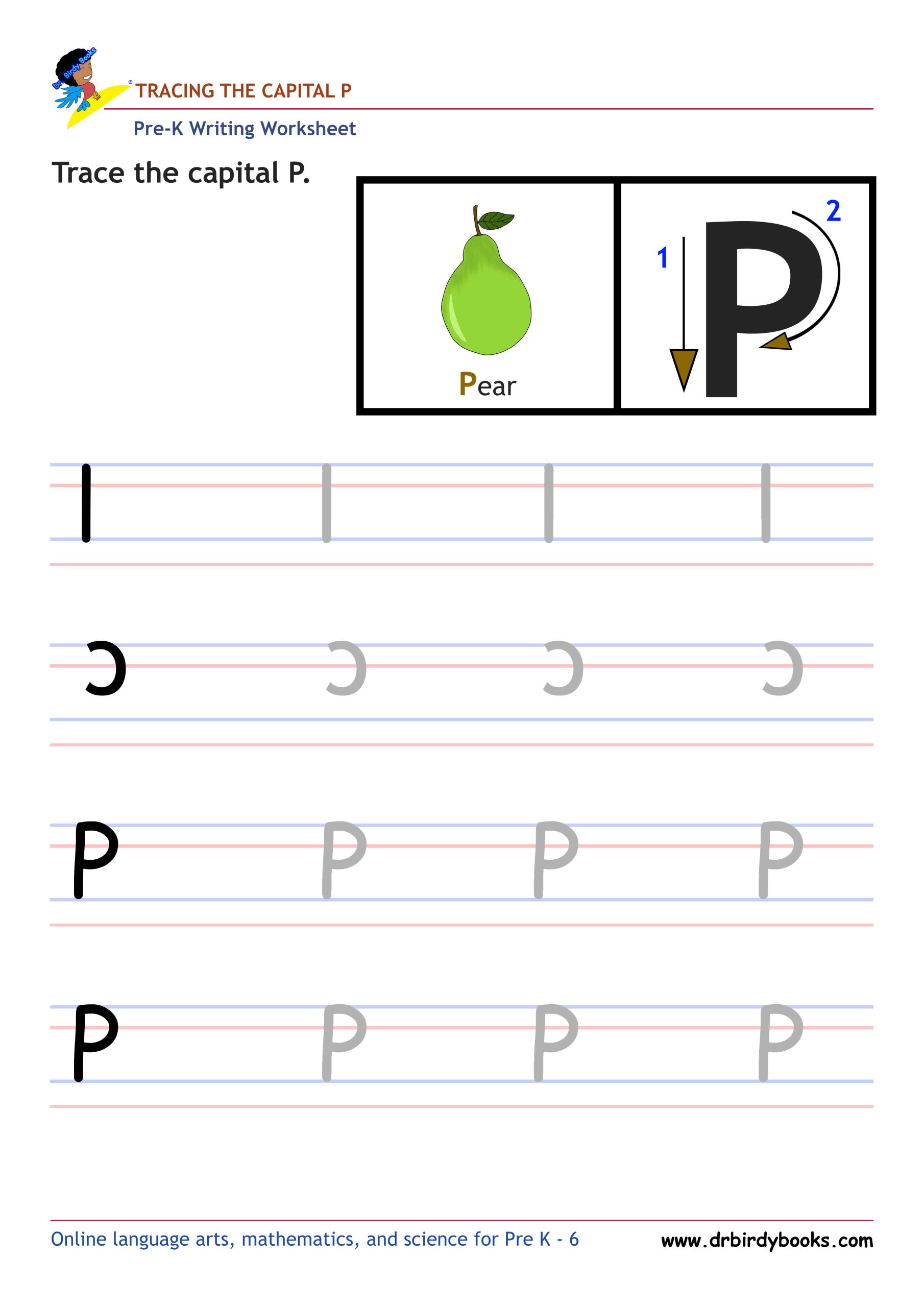 Pre K Writing ABCs Worksheet showing letter strokes and complete letters.