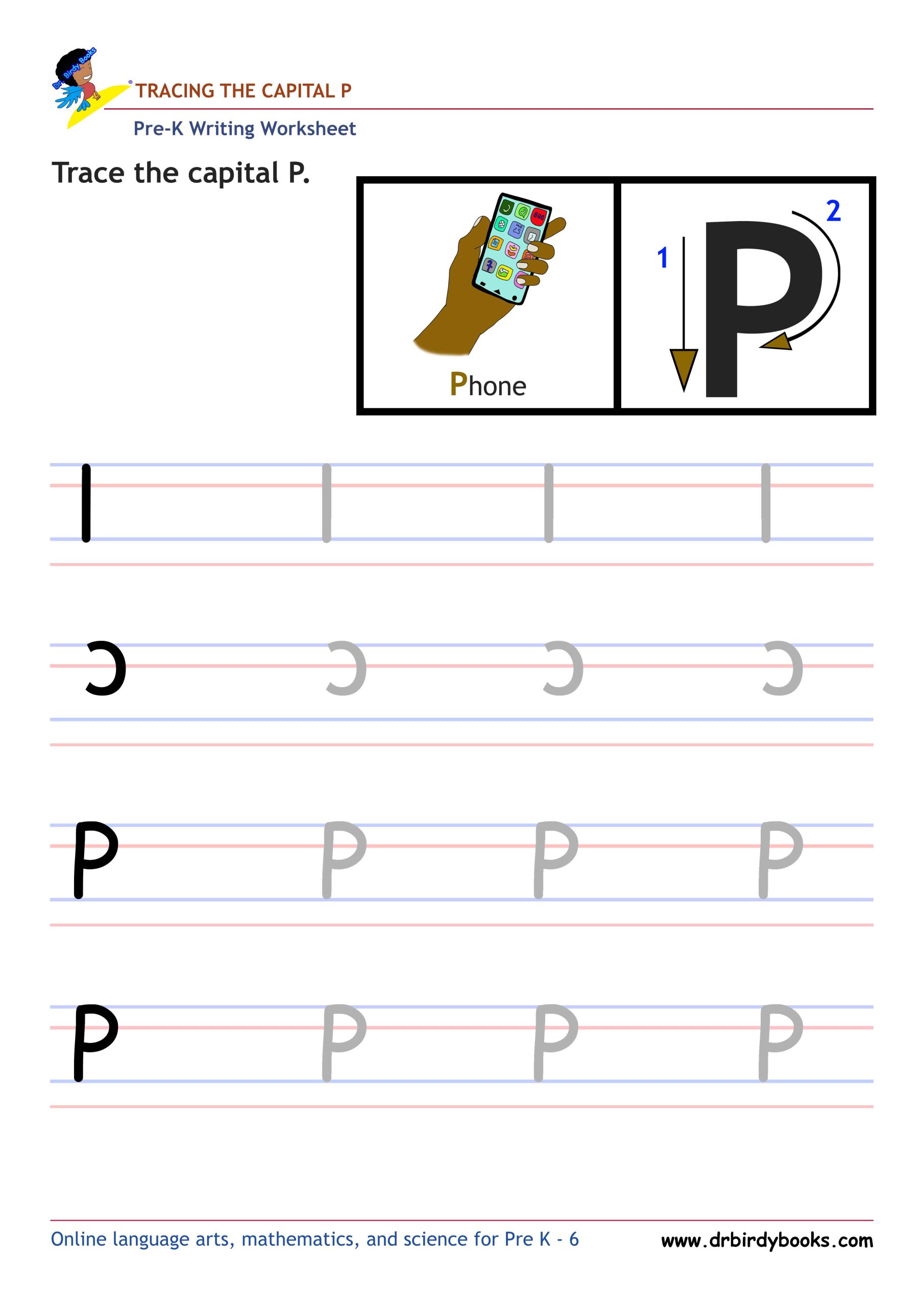 Pre K Writing ABCs Worksheet showing letter strokes and complete letters.
