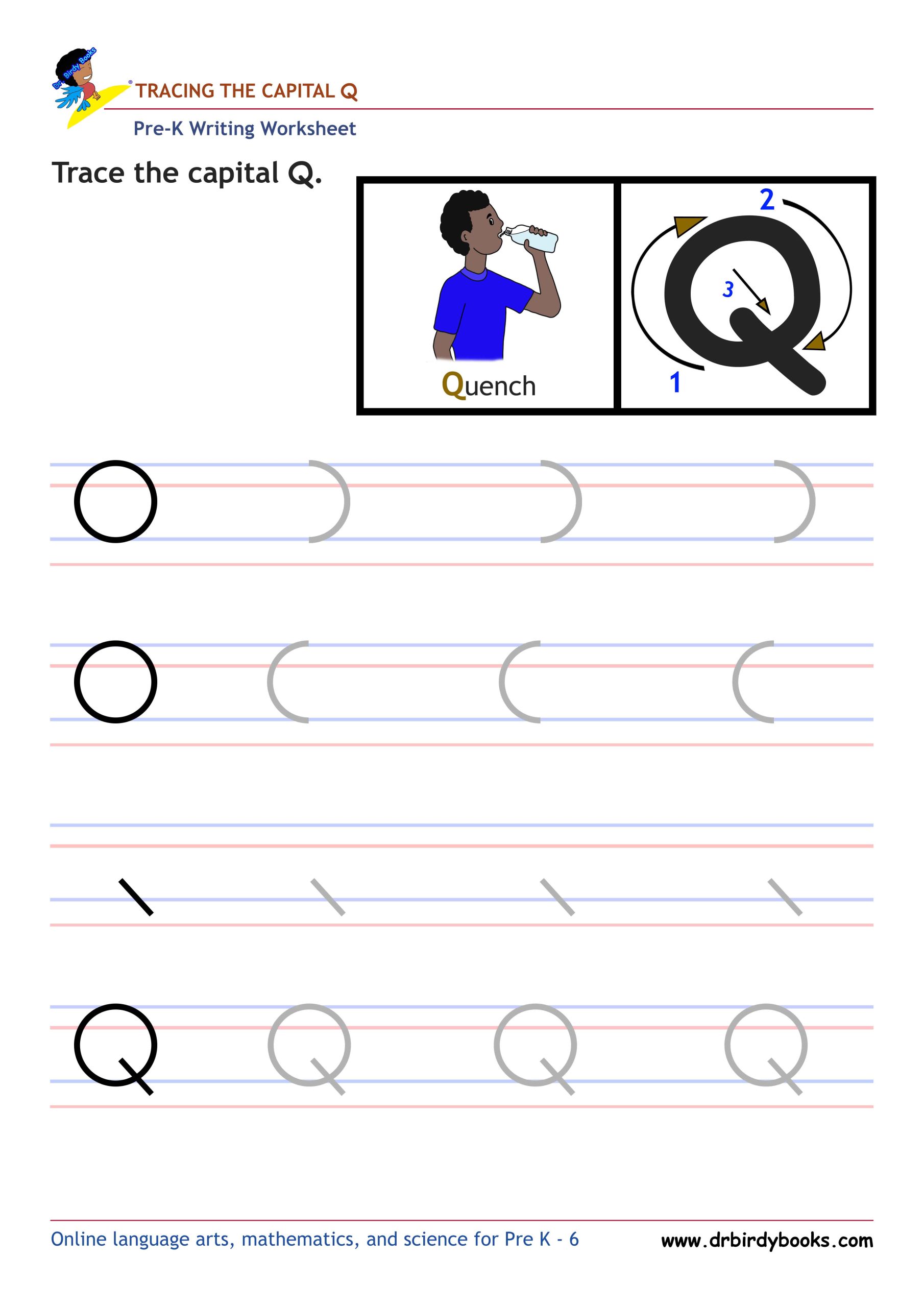 Pre K Writing ABCs Worksheet showing letter strokes and complete letters.