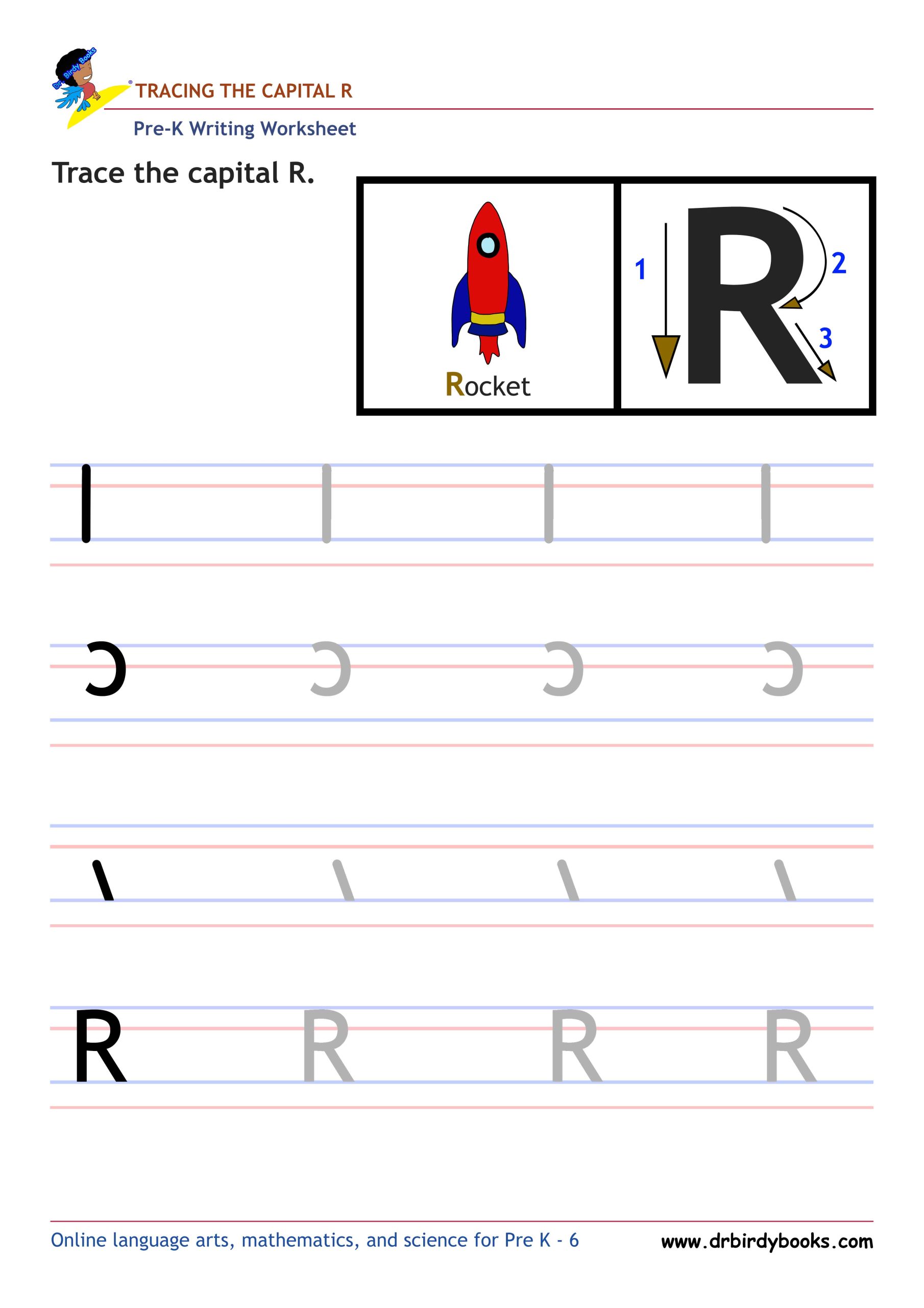 Pre K Writing ABCs Worksheet showing letter strokes and complete letters.