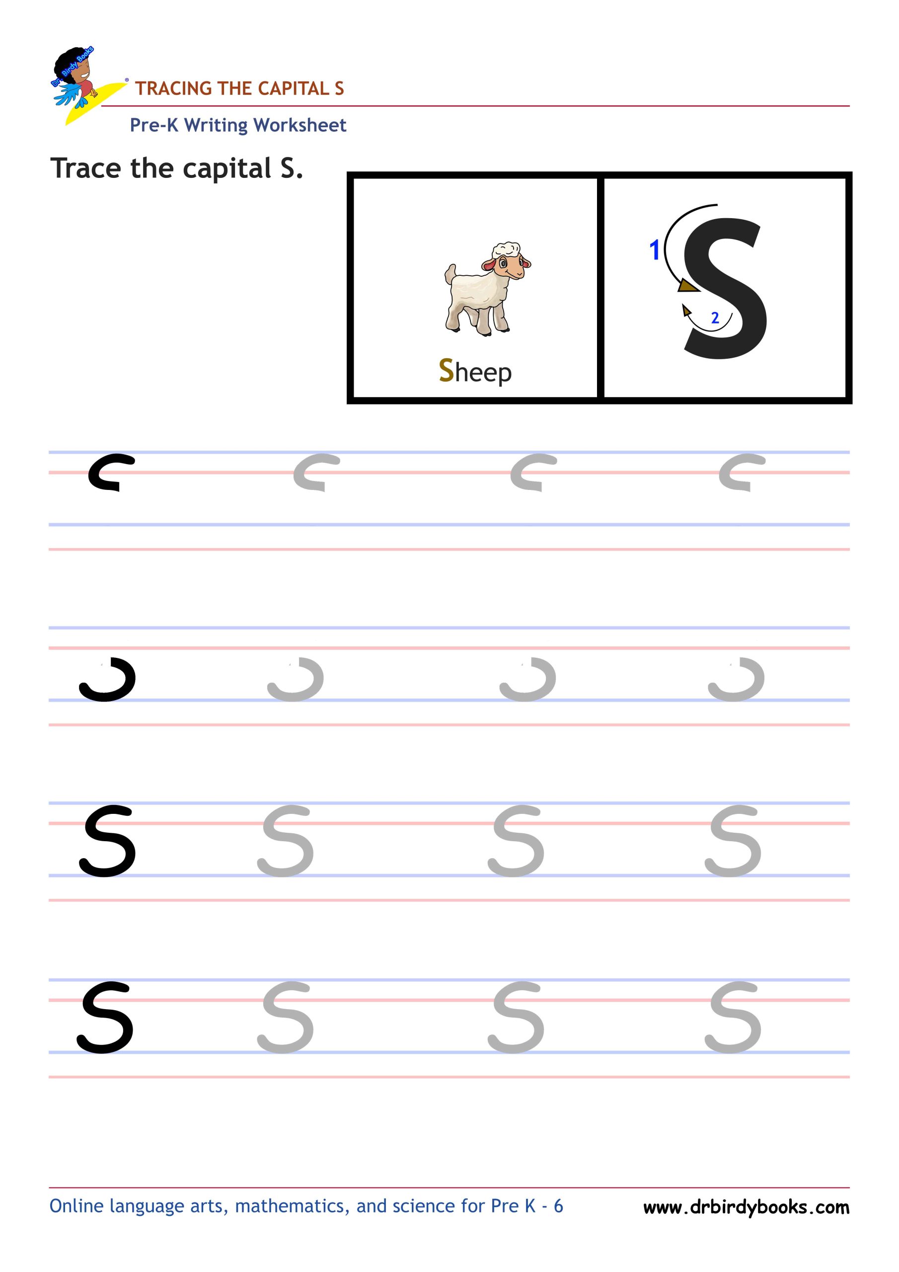 Pre K Writing ABCs Worksheet showing letter strokes and complete letters.