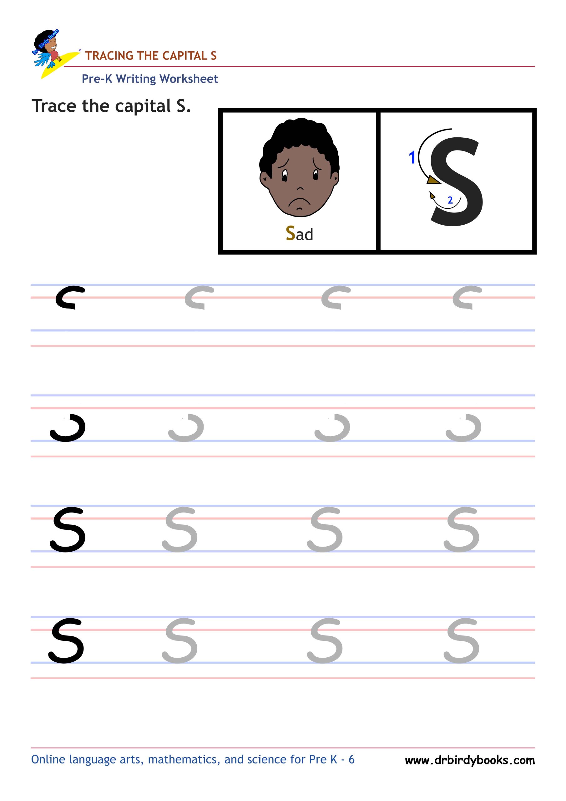 Pre K Writing ABCs Worksheet showing letter strokes and complete letters.