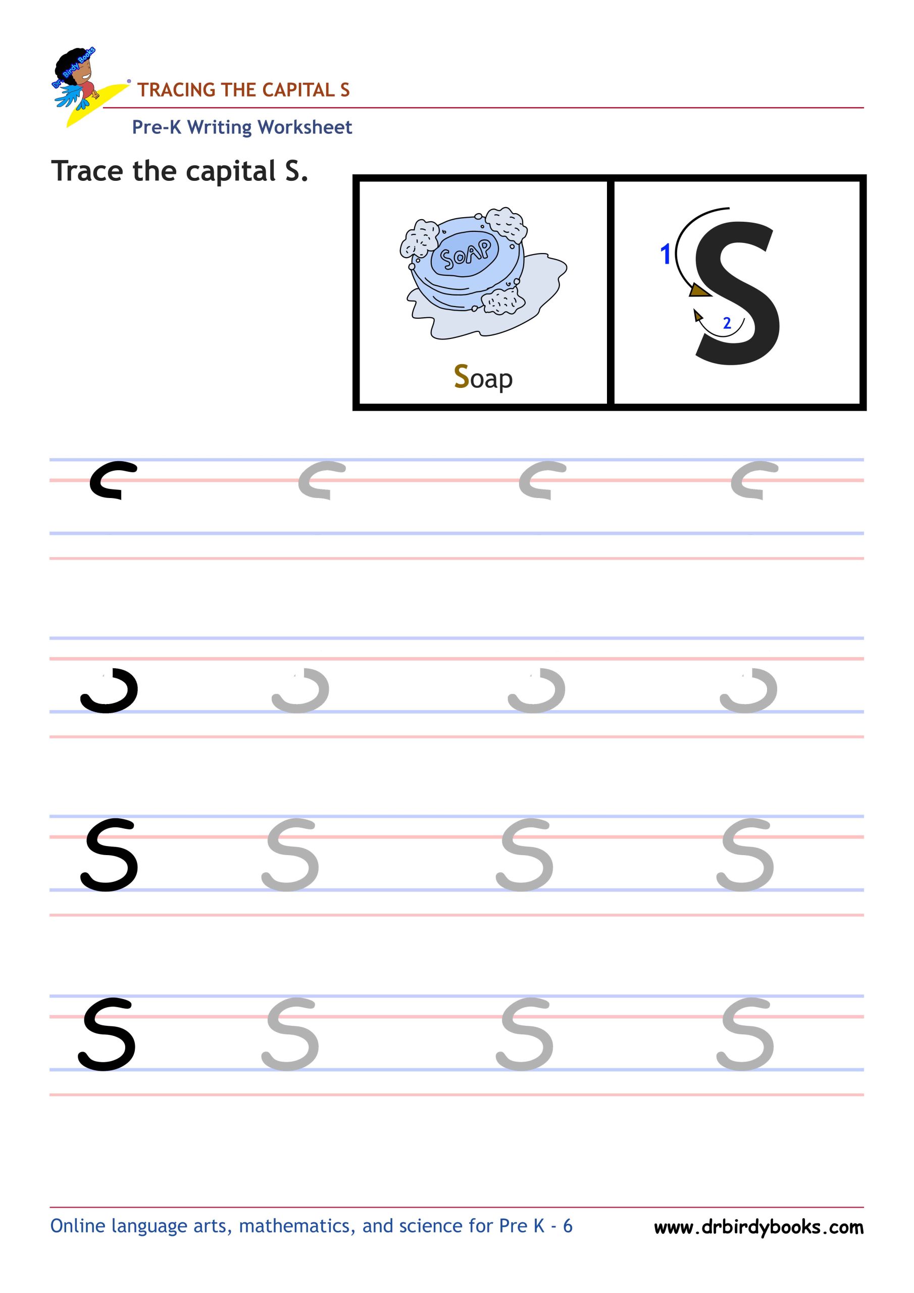 Pre K Writing ABCs Worksheet showing letter strokes and complete letters.