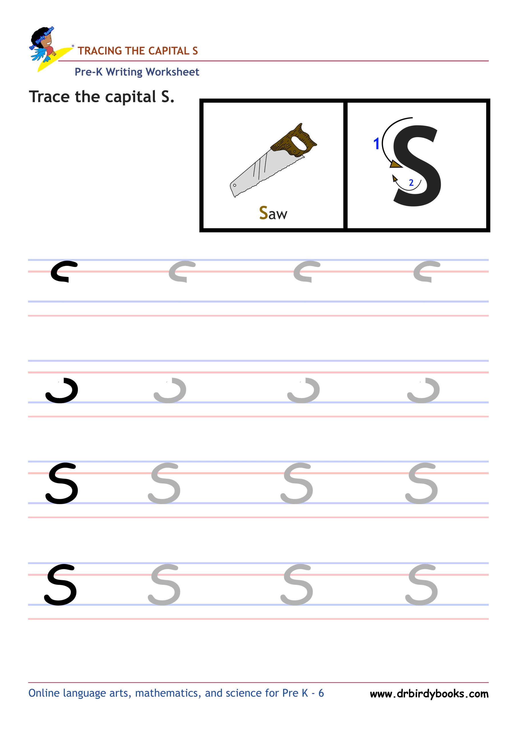 Pre K Writing ABCs Worksheet showing letter strokes and complete letters.