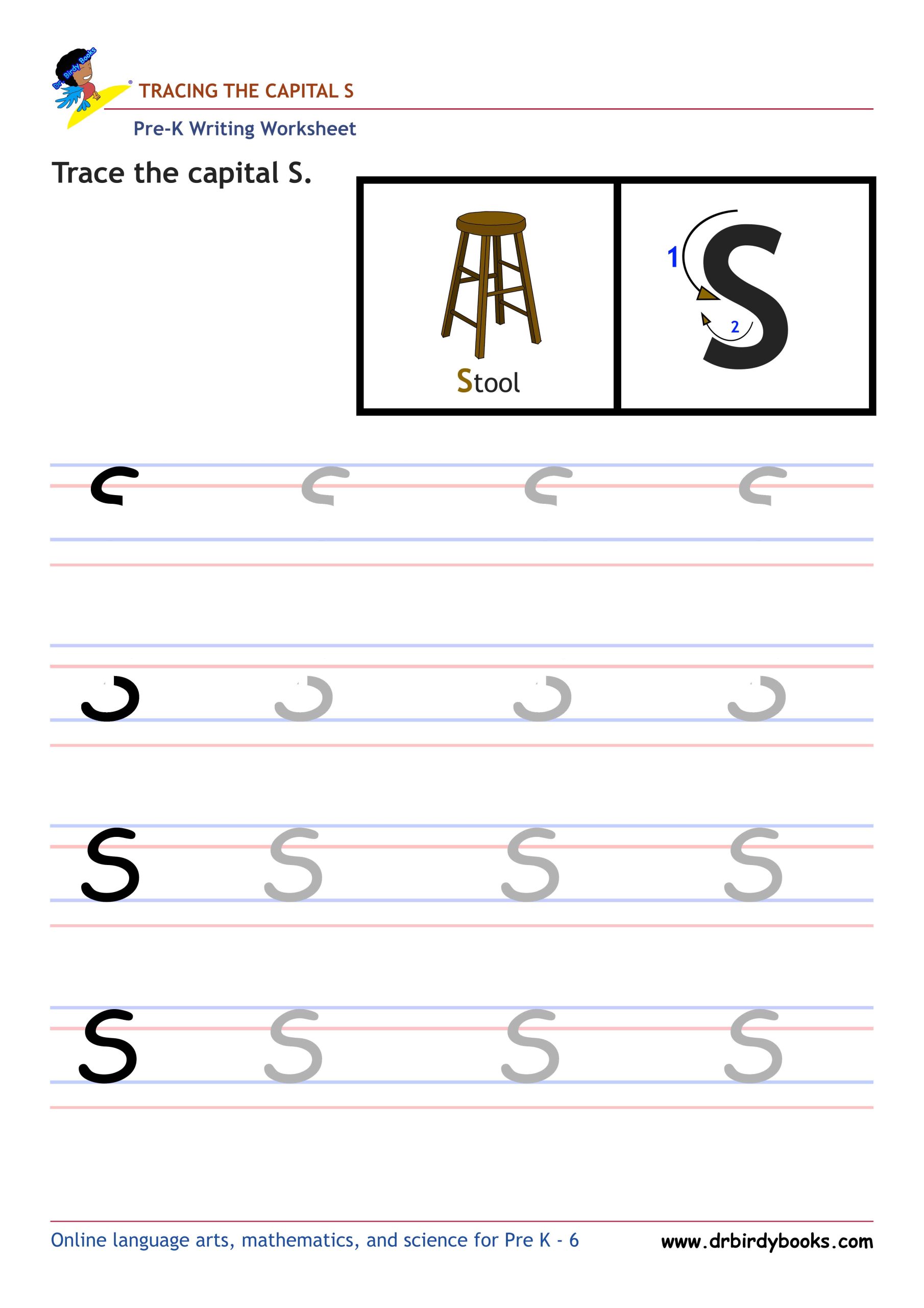 Pre K Writing ABCs Worksheet showing letter strokes and complete letters.