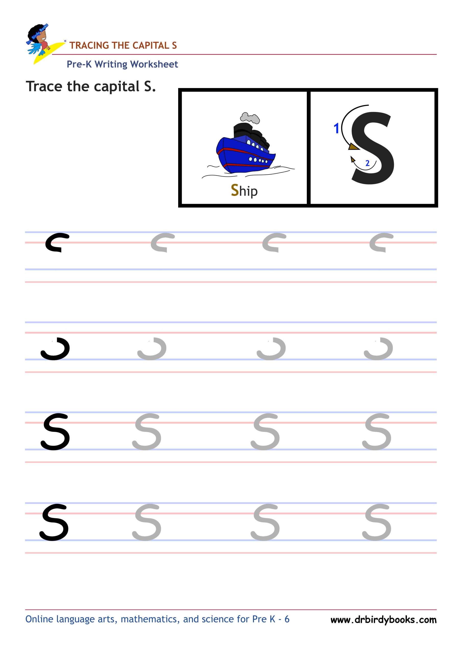 Pre K Writing ABCs Worksheet showing letter strokes and complete letters.