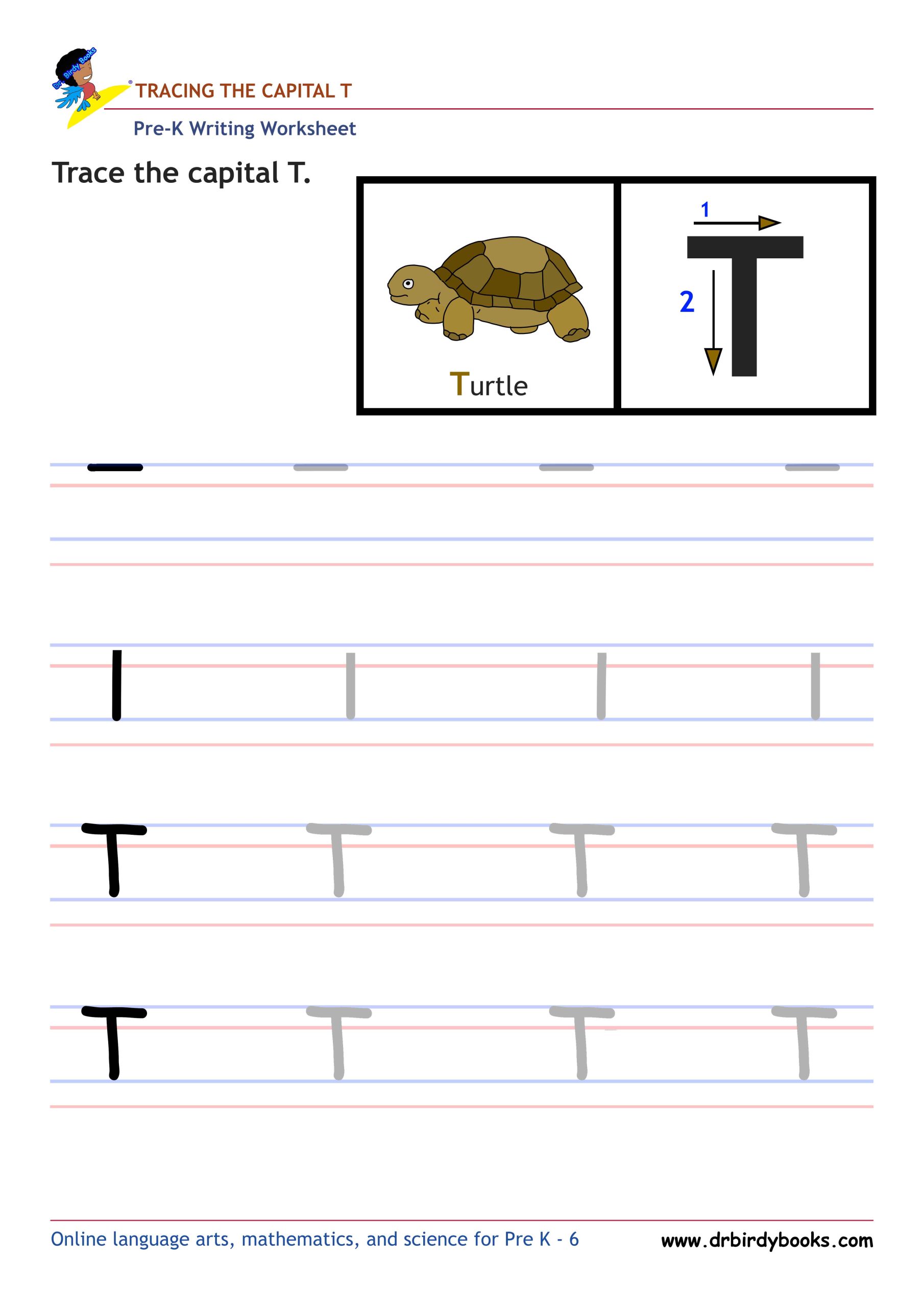 Pre K Writing ABCs Worksheet showing letter strokes and complete letters.