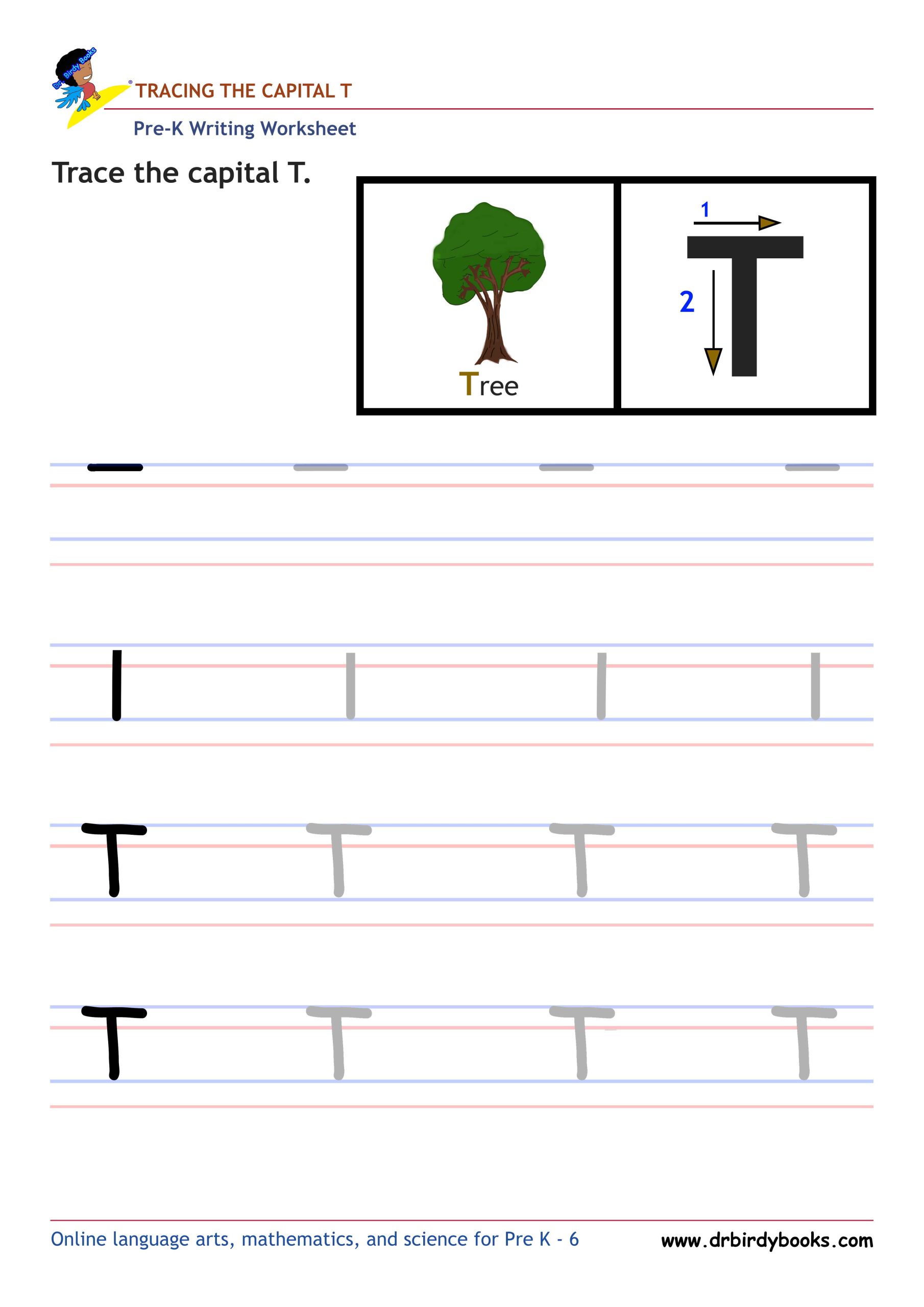 Pre K Writing ABCs Worksheet showing letter strokes and complete letters.