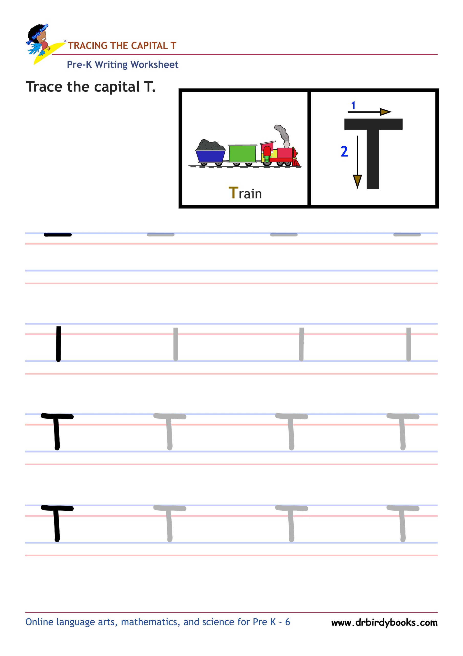 Pre K Writing ABCs Worksheet showing letter strokes and complete letters.