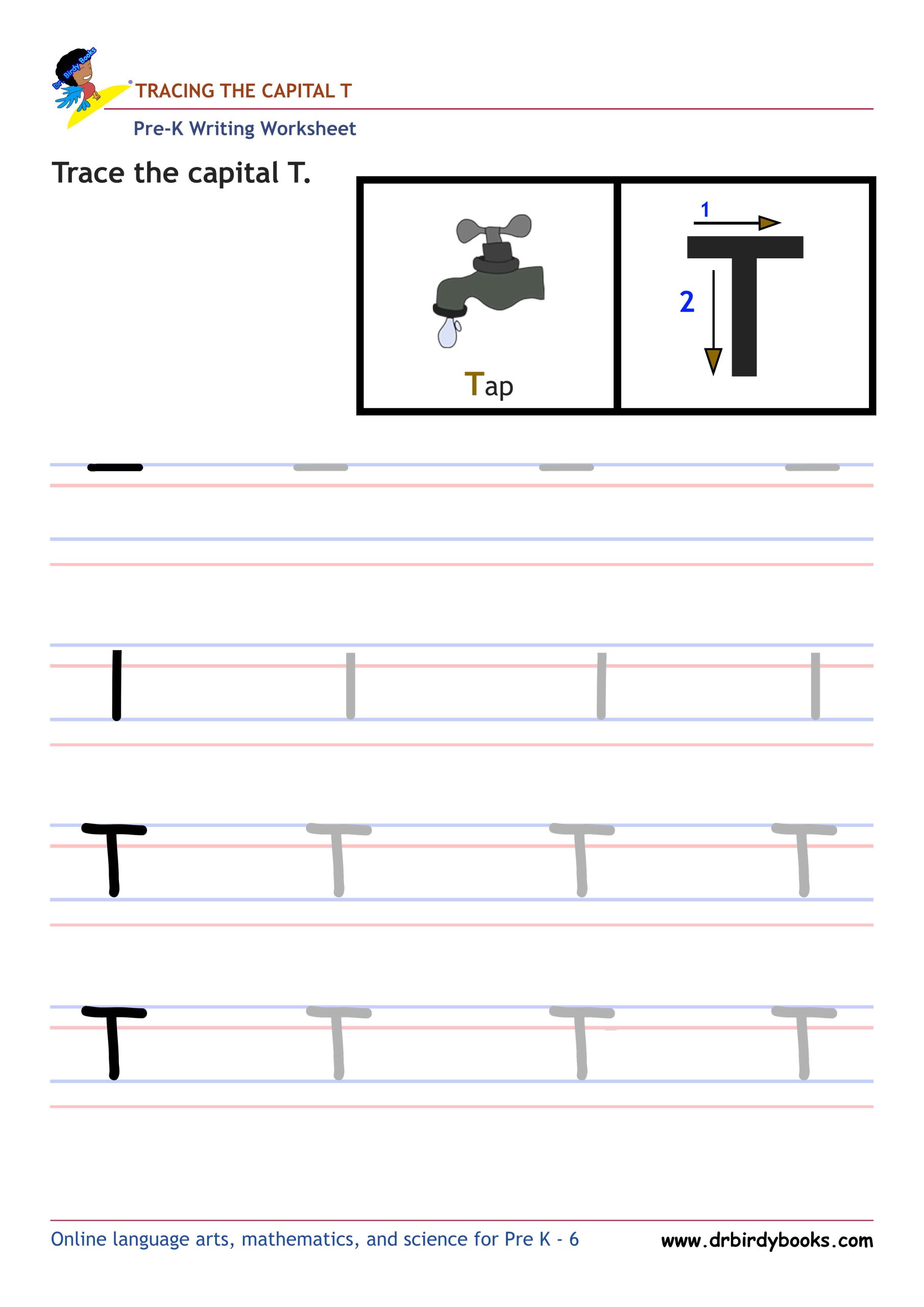 Pre K Writing ABCs Worksheet showing letter strokes and complete letters.
