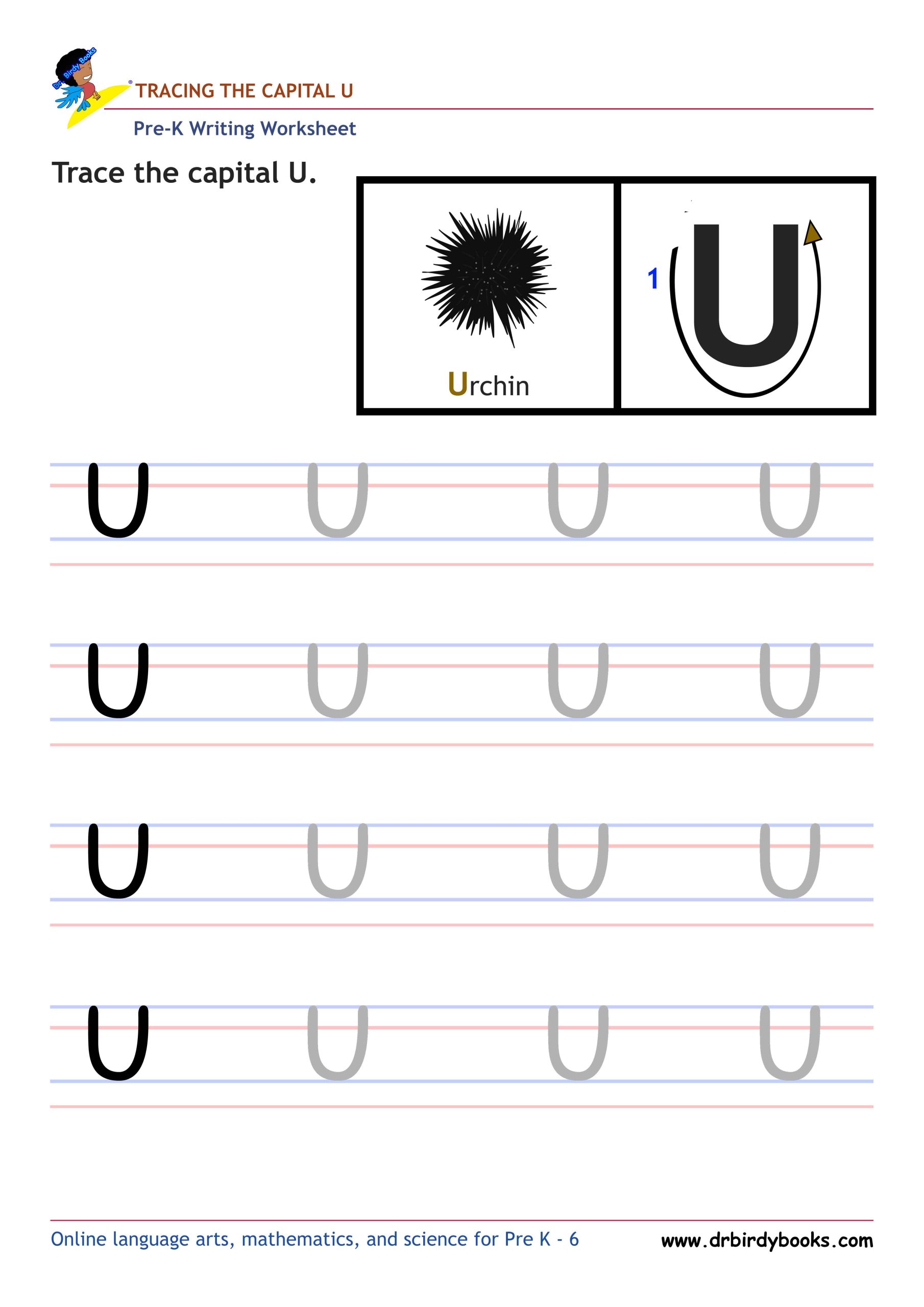 Pre K Writing ABCs Worksheet showing letter strokes and complete letters.