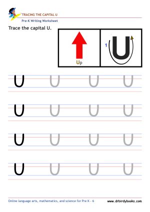 Pre K Writing ABCs Worksheet showing letter strokes and complete letters.
